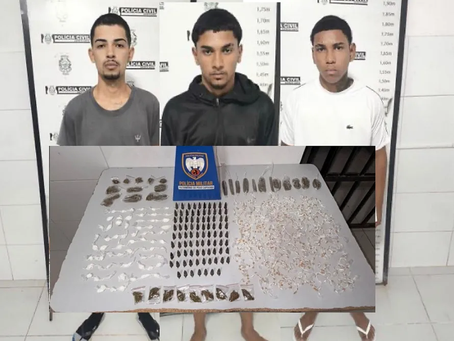 Drogas apreendidas e suspeitos conduzidos à Delegacia de Linhares