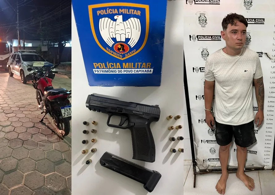 Shell: Moto colide no Beco, pistola cai e jovem é detido em Linhares