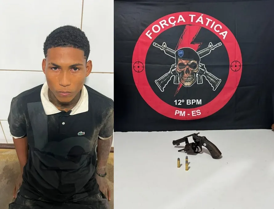 Pulação de obstáculos com arame farpado, arma apreendida e detenção em Linhares