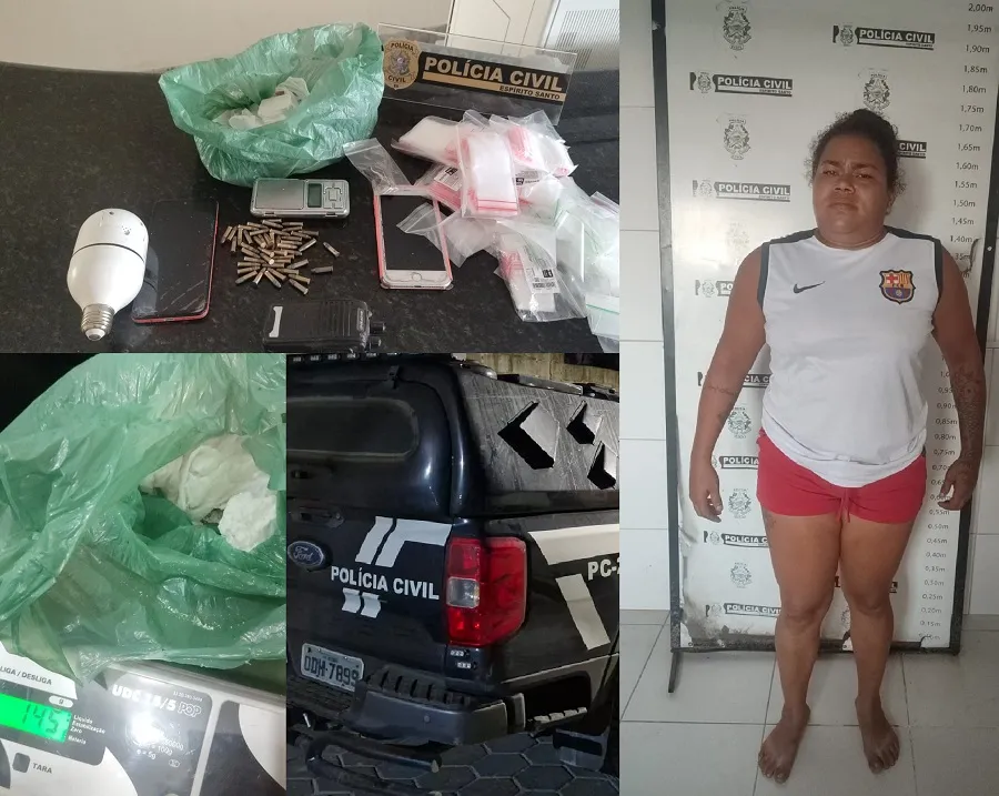 Mulher presa e droga apreendida em Sooretama. Havia droga até na geladeira