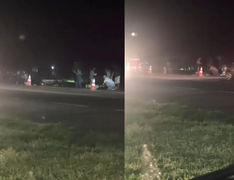 Acidente com dois feridos na BR-101 em Linhares. Envolveu moto e carro