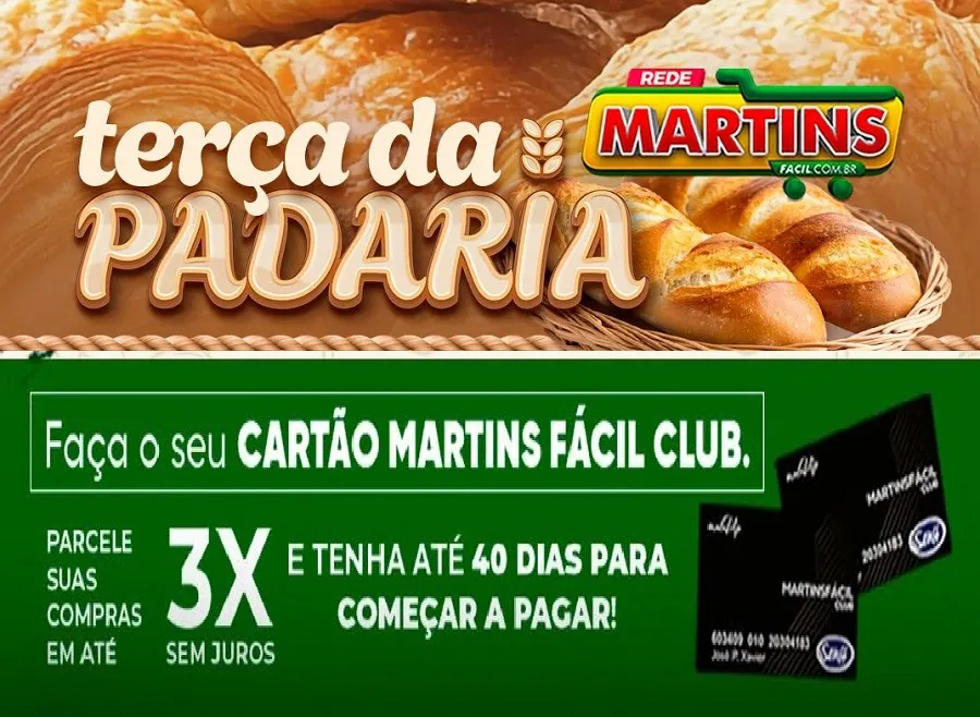 Delícias e economia no Martinsfácil pra você. É a Terça da Padaria