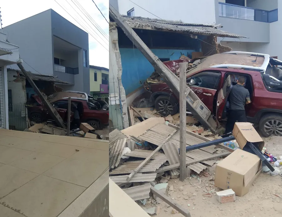 Carro ‘invade’ casa às margens da BR-101, em Sooretama