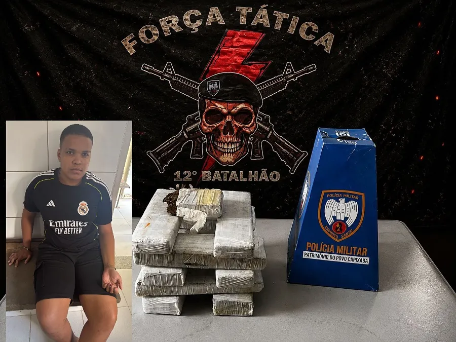 Mulher é presa ao desembarcar de ônibus com mais de 10 tabletes de maconha na rodoviária de Linhares