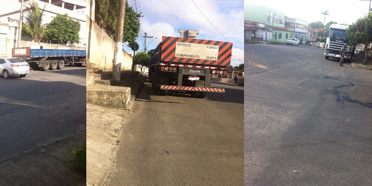 Carreta atrapalha o ir e vir no bairro Araçá