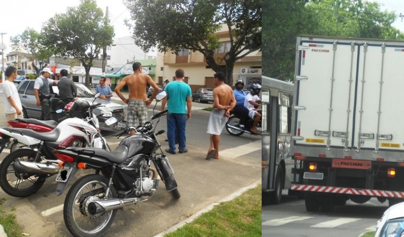 Centro: Uno bate em roda de caminhão ao sair de posto de gasolina