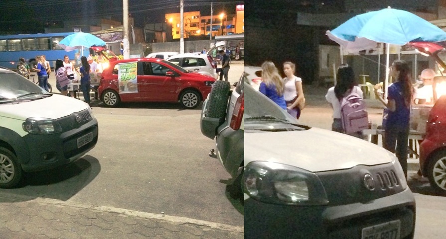 Calçadas e avenida tomadas por carros-lanchonetes e seus fregueses no Araçá