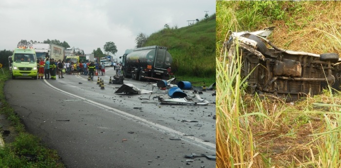 Dois mortos na BR-101: acidente foi entre carreta e Van do Iema. Motorista da carreta é de Linhares