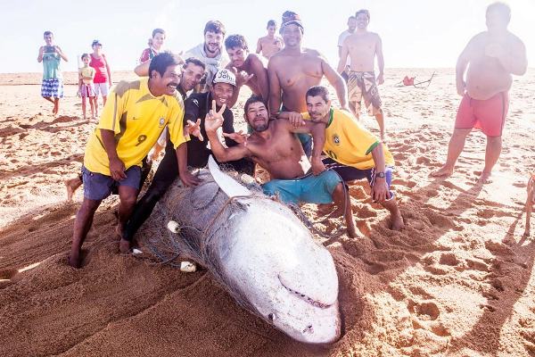 Cena da semana em Regência: Agora eu sou caçador de tubarões, diz jovem
