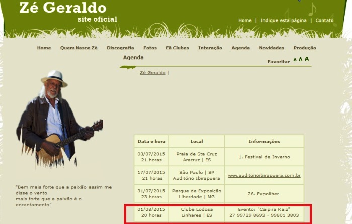 Caipira Raiz: Cancelamento de show de Zé Geraldo gera confusão em Linhares