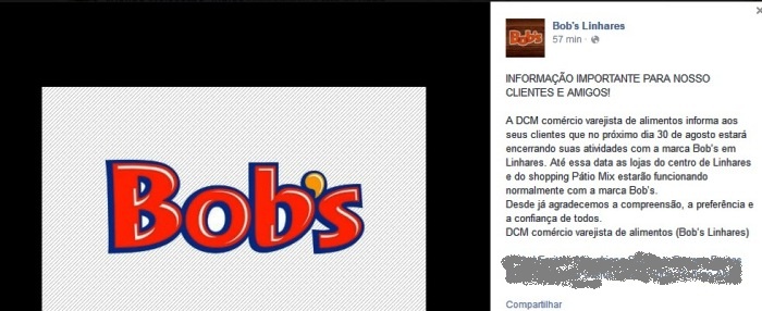 Bob’s vai encerrar atividades em Linhares
