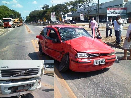 Gol X Caminhão: Acidente no Trevo da MVC deixa dois feridos