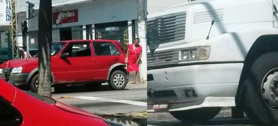 Carreta e Uno se envolvem em acidente em semáforos na BR-101