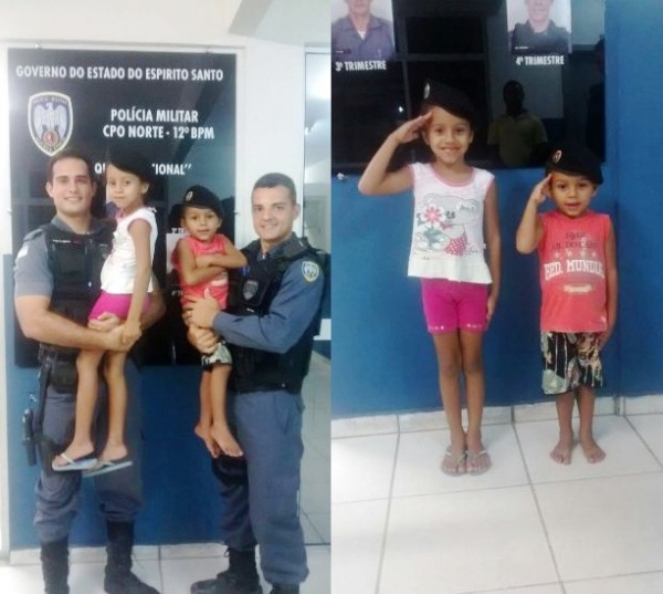 Crianças proporcionam cena comovente no 12º Batalhão da PM