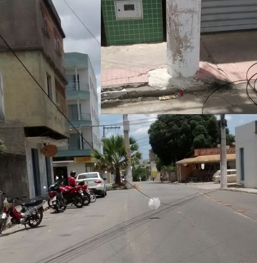 Vai cair! Internauta pede providências para um poste no bairro Araçá