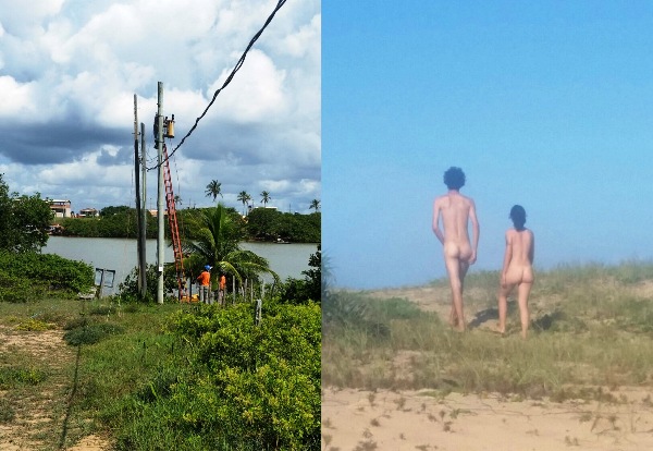 Pelados e conectados! Praia naturista de Linhares agora tem internet, e é de graça