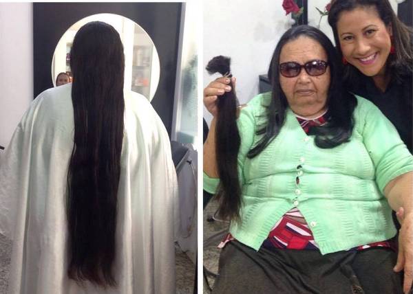 Mulher vence câncer, cabelo volta a crescer e ela doa para instituição