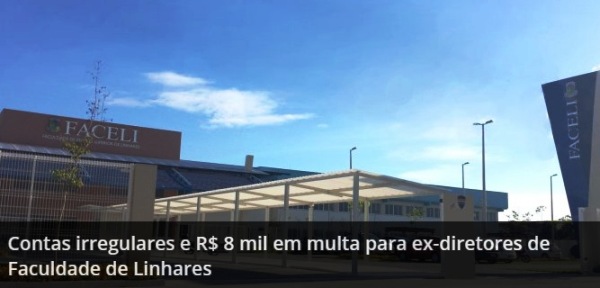 Contas irregulares: Ex-diretores da Faceli são multados pelo TCE-ES